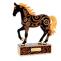 Black And Gold Decorative Horse Figurine With Spiral Patterns And Horse of the Year Base