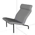 Modern Grey Upholstered Leisure Chair With Sleek Design And Black Metal Legs