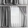 Gray Striped Curtains Hanging On Window With Light Filtering Effect For Home Interior