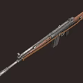Vintage Rifle With Wooden Stock Metal Barrel And Magazine Classic Firearm Design