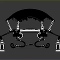 Unique Gothic Decorative Furniture With Black Canopy Dragon Shaped Legs And Hanging Lanterns