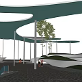 Modern subway exit special-shaped landscape gallery awning rest channel awning 3d model