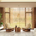 Modern Living Dining Room Interior Design With Wooden Cabinets Dining Table Chairs And Green Plant