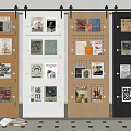 Modern Barn Doors Display With Magazines And Books In Colorful Interior