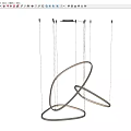 Modern Double Ring Pendant Light With Metallic Frame And Hanging Cables 3d model