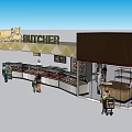 Supermarket Department Store Butcher Shop With Meat Display Counter And Customers Shopping Carts