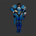 Futuristic Blue Armored Mech Suit Character With Detailed Armor Design Elements