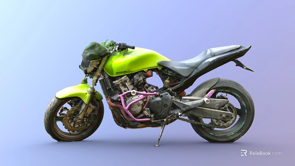 Sleek Green Sport Motorcycle With Black Leather Seat And Alloy Wheels Design 3d model 