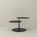 Modern Side Table With Two Circular Tops And Black Metal Base 3d model