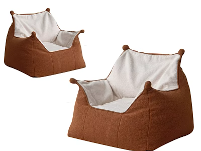 Cozy Brown Single Sofa With White Cushion Set of Two For Home Living Room 3d model