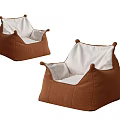 Cozy Brown Single Sofa With White Cushion Set of Two For Home Living Room