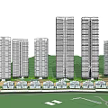 Modern High Rise And Low Rise Residential Buildings With Green Hills Landscape