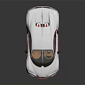 White Bugatti Sports Car with Red Accents Black Wheels Brown Interior and Modern Luxury Design
