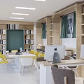 Modern Book Bar Library Room Reading Room Reading Area 3d model