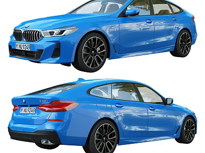 Blue BMW Sedan Modern Exterior Design With Sporty Alloy Wheels And Sleek Body 3d model