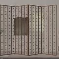 Brass Folding Screen With Geometric Square Cut Out Patterns For Indoor Living Space 3d model