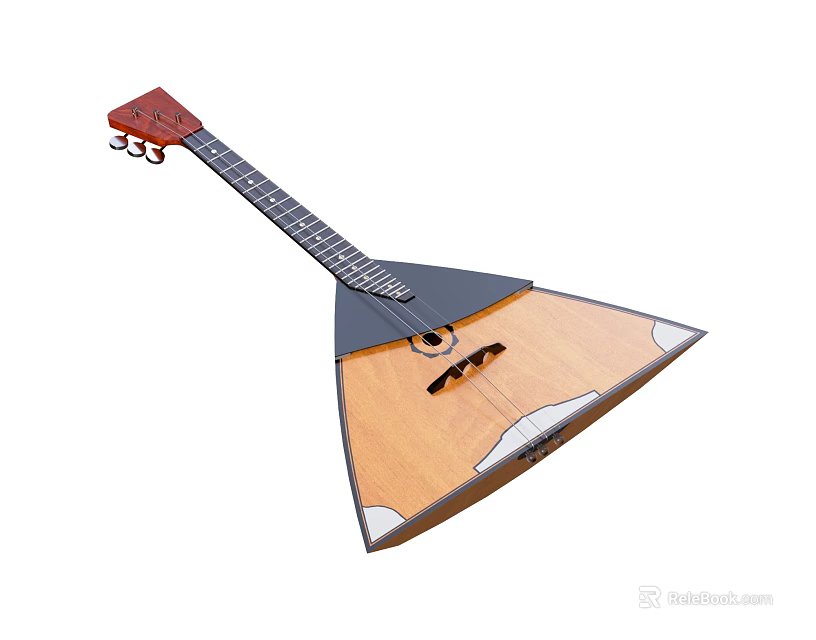 Triangular Wooden Musical Instrument with Strings Neck and Soundbox Design 3d model 