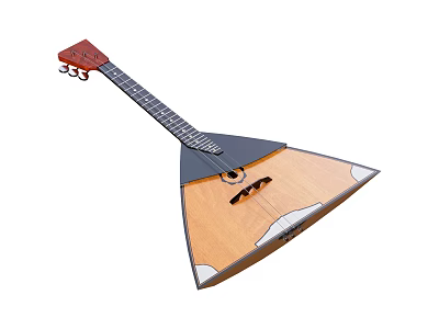 Triangular Wooden Musical Instrument with Strings Neck and Soundbox Design 3d model