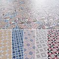 Decorative Tiles with Colorful Geometric Patterns and Various Designs for Floors