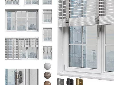 Modern Casement Window With Shutter Design And Multiple Hardware Options For City View 3d model