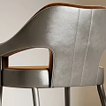 Modern Leisure Chairs With Gray Leather And Brown Velvet Upholstery And Sleek Metal Legs