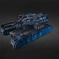 Armored Military Vehicle with Heavy Duty Tracks Blue Mechanical Details and Reinforced Armor Design