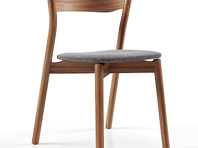 Modern Wooden Dining Chair With Gray Cushion And Stable Walnut Frame 3d model