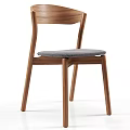 Modern Wooden Dining Chair With Gray Cushion And Stable Walnut Frame