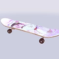 Vibrant Skateboard With Anime Girl Design In Pink And Purple