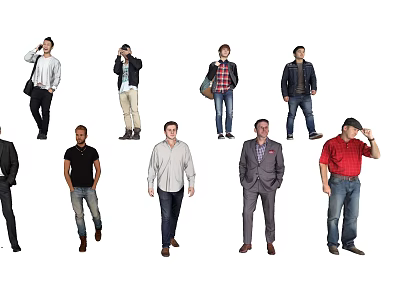 Multiple Men In Various Poses With Different Casual And Formal Clothing Styles 3d model
