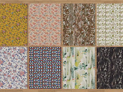 Different Square Rugs With Various Floral Geometric Abstract And Striped Patterns 3d model