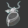 Purple Anthropomorphic Horned Animal 3D Model Wearing White Shirt And Blue Tie