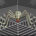 3D Model Reptile On Spider Web With Geometric Pattern Red Spots And White Lines