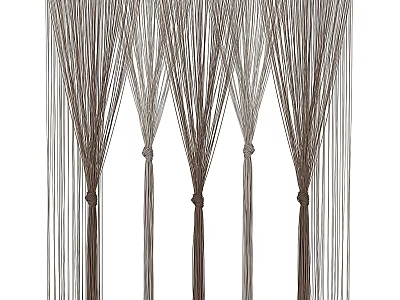 Decorative Brown And Beige Striped Curtains With Knotted Design For Home 3d model