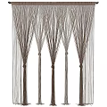 Decorative Brown And Beige Striped Curtains With Knotted Design For Home