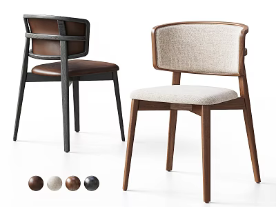 Mid Century Modern Solid Wood Dining Chair With Soft Upholstery And Various Color Options 3d model