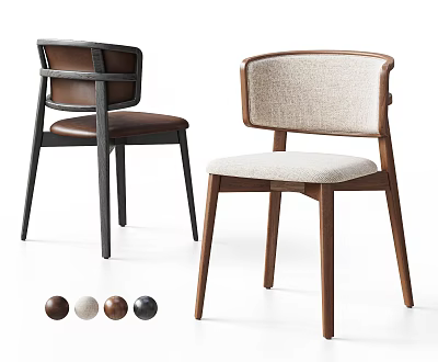 Mid Century Modern Solid Wood Dining Chair With Soft Upholstery And Various Color Options 3d model
