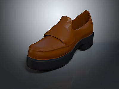 Brown Leather Loafers With Black Platform Sole Modern Stylish Casual Everyday Shoes 3d model