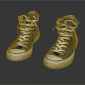 Pair of High Top Canvas Shoes in Black With White Laces and White Sole