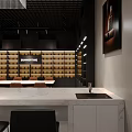 Modern Boutique Store Interior With Marble Counter Display Shelves And Hanging Pendant Lamp