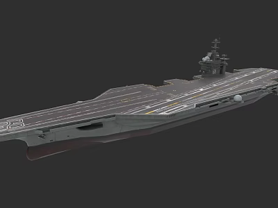 Aircraft Carrier With Extended Flight Deck Runway Lines And Island Structure 3d model