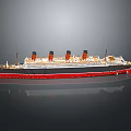 Classic Model Cruise Ship With Black White Red Hull And Multiple Funnels