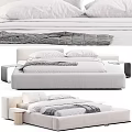 Modern Bed Design with Upholstered Frame White Pillows Gray Blanket and Sleek Nightstand