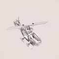 White Intricate Helicopter Model With Visible Mechanical Structure And Rotors 3d model