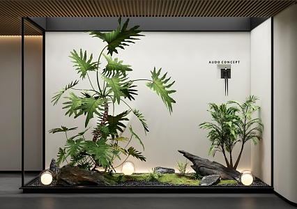 Indoor landscape landscaping courtyard sketch plant combination stone plant pile landscape tree 3d model