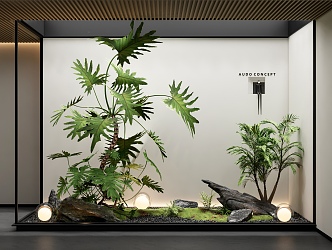 Indoor landscape landscaping courtyard sketch plant combination stone plant pile landscape tree 3d model