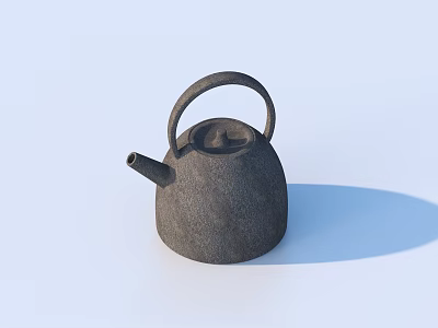 Vintage Iron Kettle For Daily Home Use With Classic Design And Handle 3d model