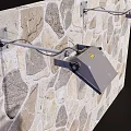Three Wall Mounted Outdoor Lights With Modern Design On Natural Stone Wall