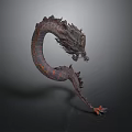 Detailed 3D Model of Mythical Dragon with Scaled Body and Curved Posture