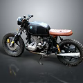 Vintage BMW Custom Motorcycle With Black Body And Brown Leather Seat